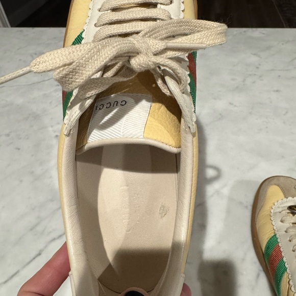 Authentic Women’s Gucci G74 Web Low Sneakers in Oatmeal - Picture 12 of 16